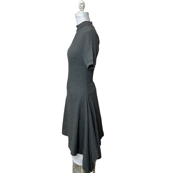Susana Monaco Stretchy Ribbed Knit Short Sleeve Dress Gray Women's Small NWT - Picture 6 of 11
